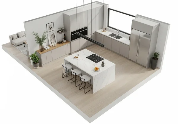 High-quality 3D render from an AI floor plan creator.