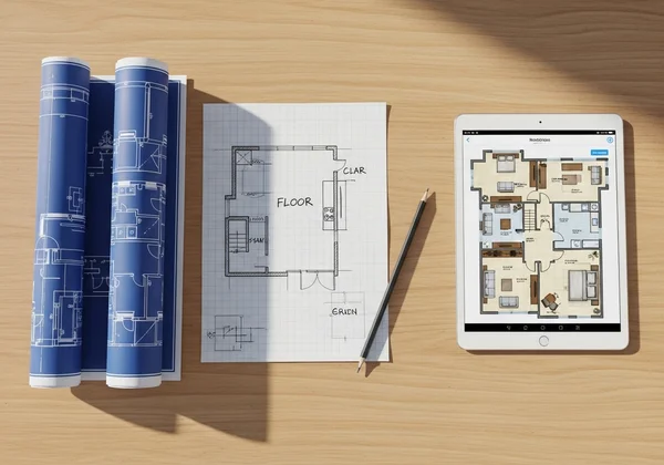 Different sources for a house blueprint for AI analysis.
