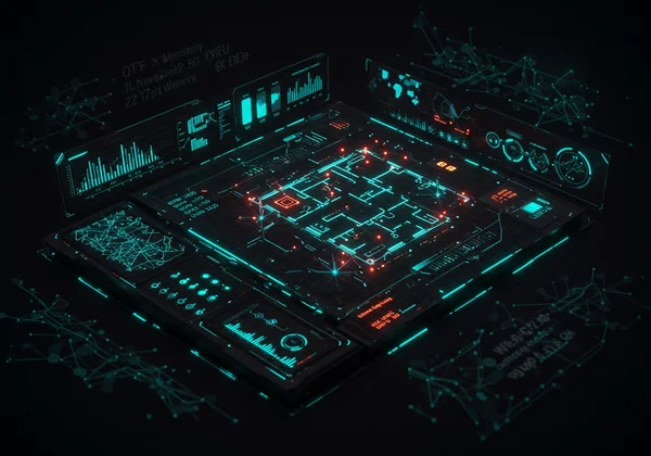 AI analyzing a floor plan with data overlays