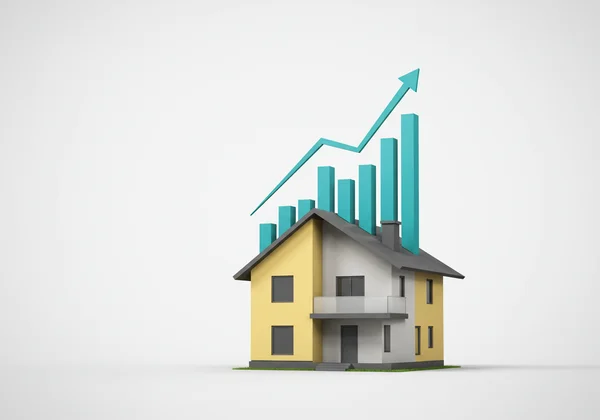 House with upward graph symbolizing increased value