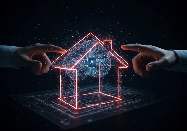 AI transforming a house layout with intelligent design suggestions.