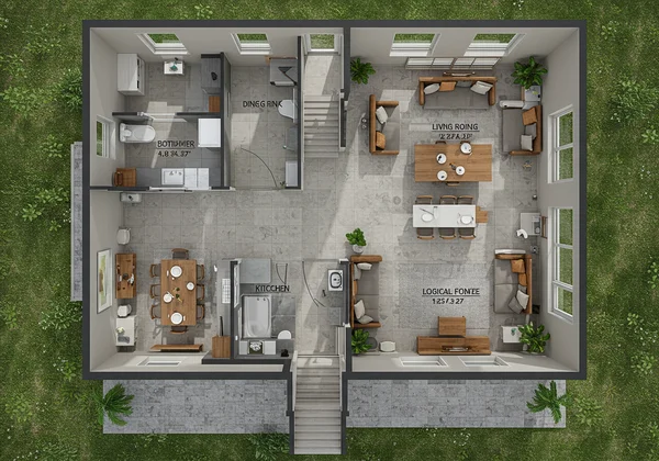 An optimized open-concept 3-bedroom floor plan after AI design.