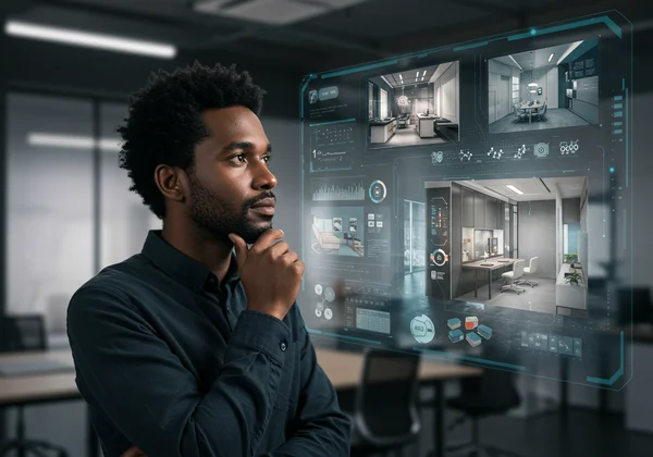 Designer using AI for future interior design trends