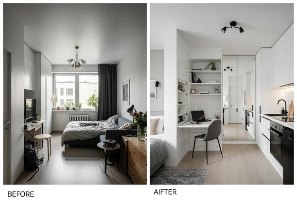 Small studio transformed into multi-functional space