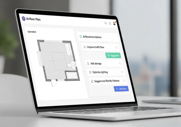 AI bathroom layout optimizer interface on screen