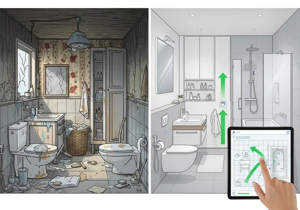 AI tool optimizing a bathroom layout