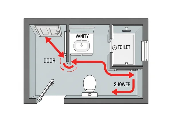Floor plan showing inefficient bathroom layout