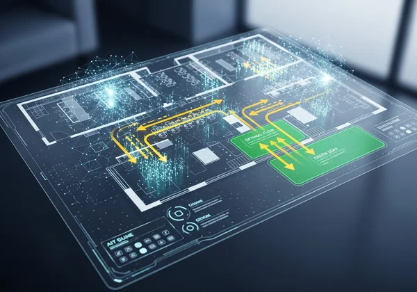AI analyzing a floor plan for efficiency